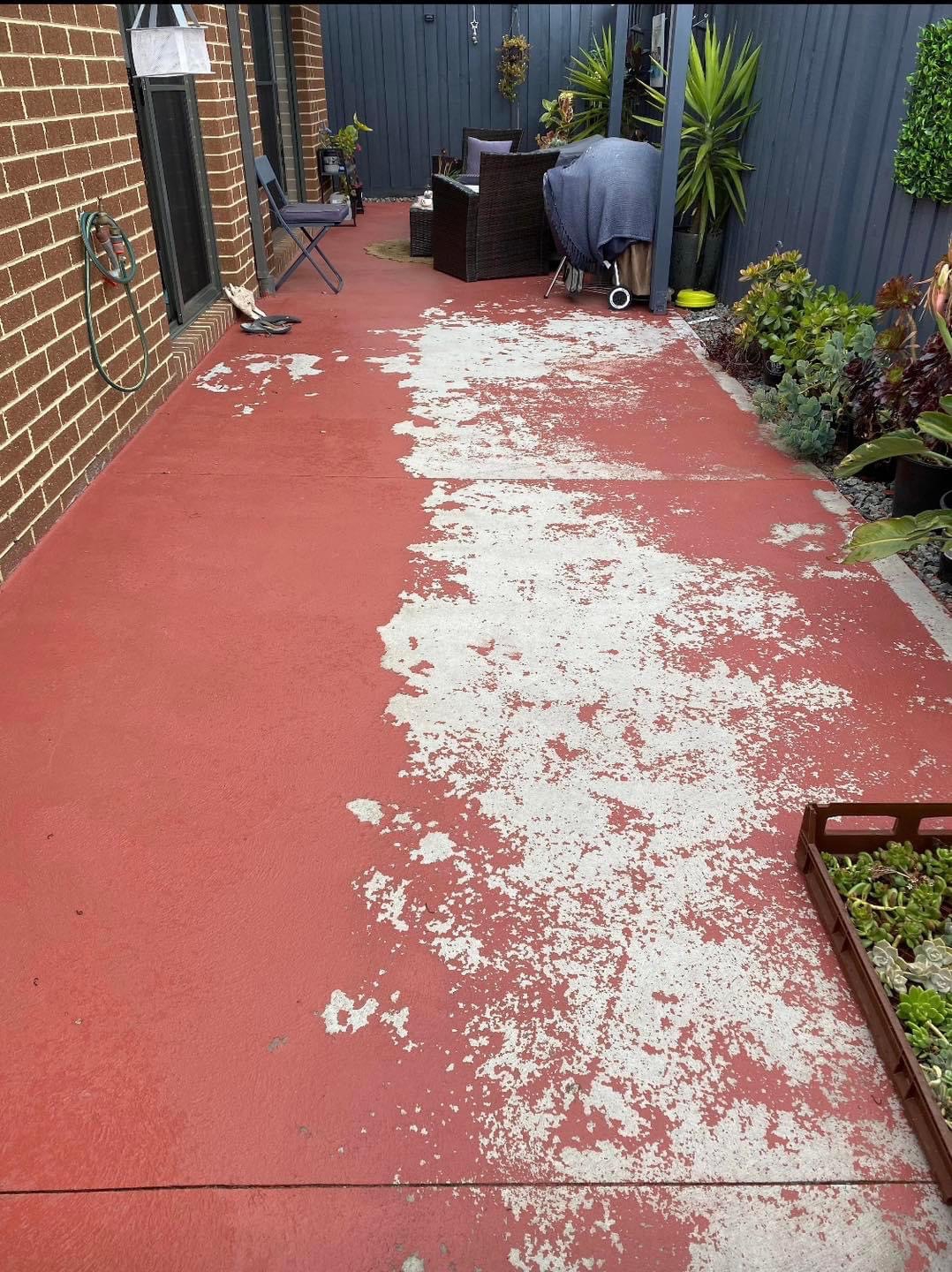 This home's patio had coating that is failing and peeling.
