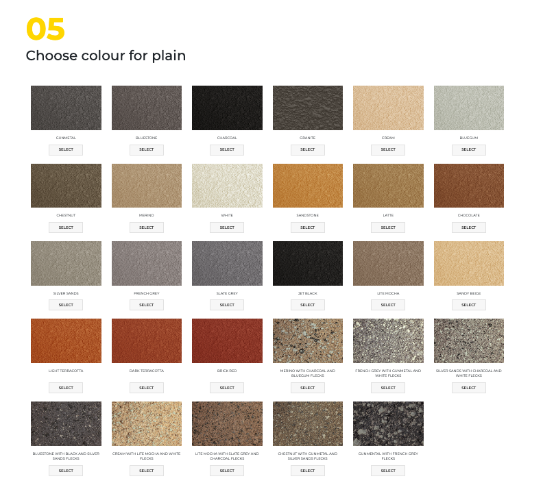 Each product range offers colour choices to suit every home..