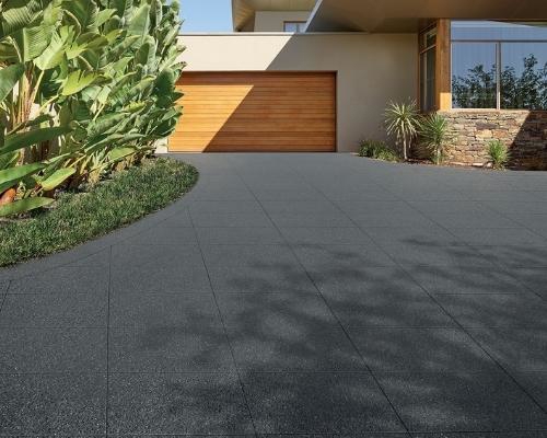 Flecked colour driveway - Bluestone base colour, with Silver Sands and Black Flecks