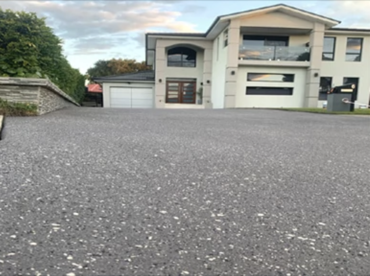 After - D&J Concrete Resurfacing applied a tough new surface in Slate Grey with Black & White flecks. 