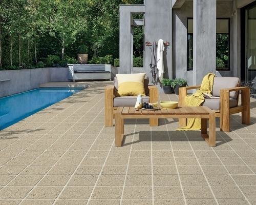 Large Tile Stencil in Cream with Lite Mocha and White Flecks