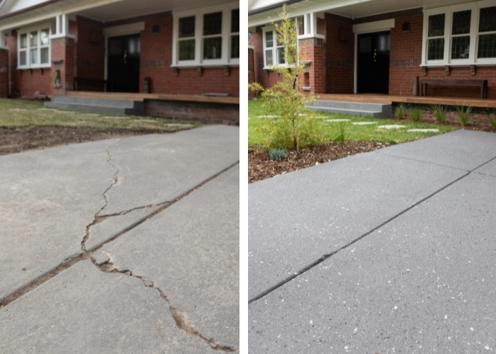 Before and After - Resurfacing in Granite with Black and Silver Sands Flecks