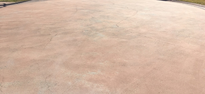 Tarragal Glen driveway before Dulux Avista Concrete Crack Repair Kit and Resurfacing System.